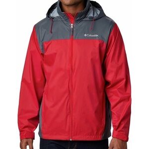 Columbia Glennaker Lake Rain Jacket Men’s Red Gray-Excellent Condition